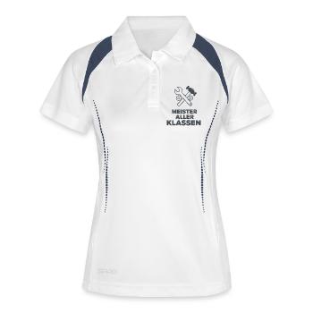 Vatertag Meister Werkzeug Schrauber Papa Männertag - Frauen Polo atmungsaktiv - Weiß/Navy - Vorne