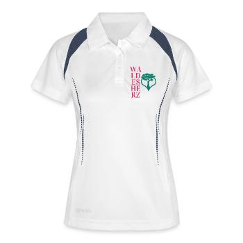 Waldesherz - Wortschätze - vergessene Wörter - Frauen Polo atmungsaktiv - Weiß/Navy - Vorne