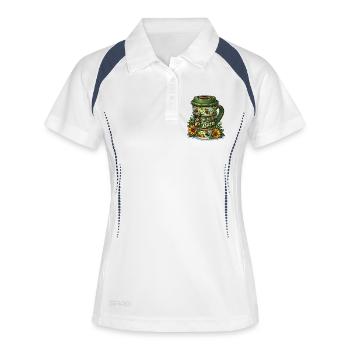 Busy Bee Brew Coffee Cup avec tournesols - Polo respirant Femme - blanc/marine - Devant