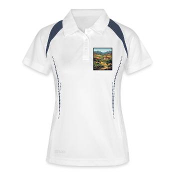 Vineyard Vista in Tuscan Hills - Frauen Polo atmungsaktiv - Weiß/Navy - Vorne