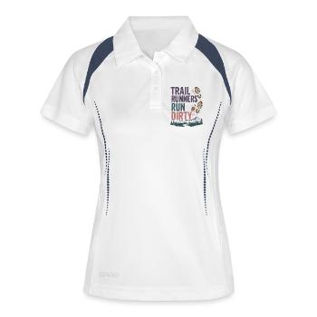 Les coureurs de trail courent dans la salité - Polo respirant Femme - blanc/marine - Devant