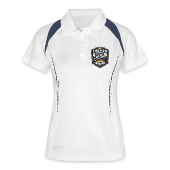 Fischen ist meine Therapie - Frauen Polo atmungsaktiv - Weiß/Navy - Vorne