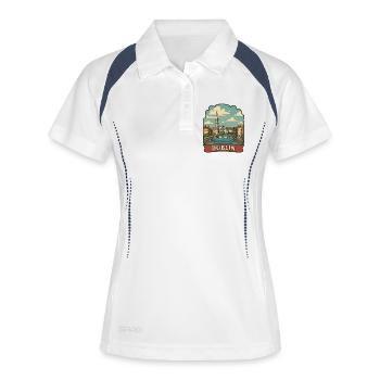 Dublin Hapenny Bridge Vintage-Reiseabzeichen - Frauen Polo atmungsaktiv - Weiß/Navy - Vorne