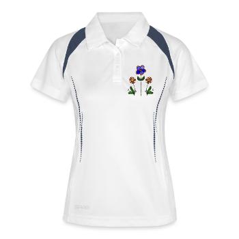 Blumen - Frauen Polo atmungsaktiv - Weiß/Navy - Vorne
