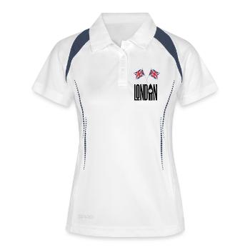 London - Frauen Polo atmungsaktiv - Weiß/Navy - Vorne