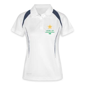 Level Up IRL – Gamer Motivation - Polo respirant Femme - blanc/marine - Devant