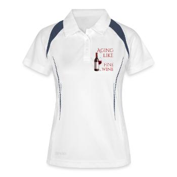Altern wie ein guter Wein - Frauen Polo atmungsaktiv - Weiß/Navy - Vorne