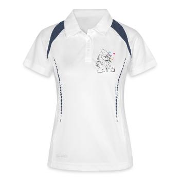 Teddy fährt in den Urlaub - Frauen Polo atmungsaktiv - Weiß/Navy - Vorne