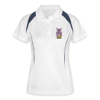 eule Mandala Yoga illuminati Augen Nacht sehen lol - Frauen Polo atmungsaktiv - Weiß/Navy - Vorne