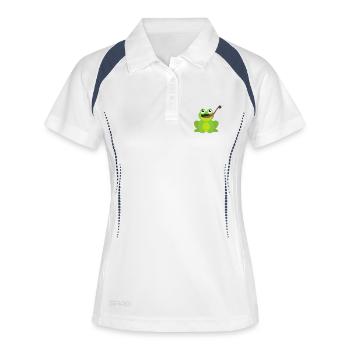 drôle motif animal kids shirt grenouille attrape mouche - Polo respirant Femme - blanc/marine - Devant