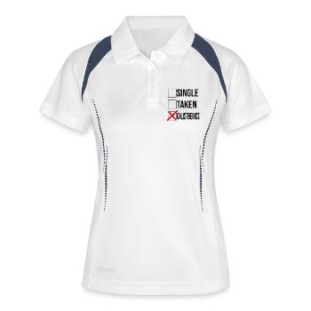 Calisthenics statt Beziehung Checkbox Design - Frauen Polo atmungsaktiv - Weiß/Navy - Vorne