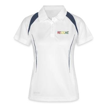 Reggae Farbcode Schriftzug - Frauen Polo atmungsaktiv - Weiß/Navy - Vorne