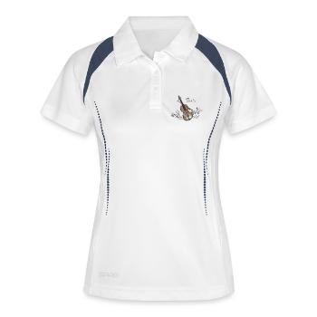 Musik, Geigenbogen-Geige - Frauen Polo atmungsaktiv - Weiß/Navy - Vorne