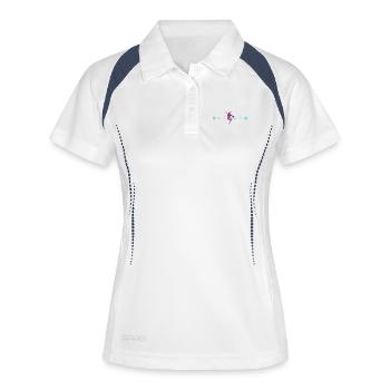 Ski Herzschlag Shirt für Skifahrer - Frauen Polo atmungsaktiv - Weiß/Navy - Vorne