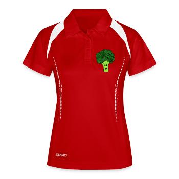 Brocoli mignon et riant - Polo respirant Femme - blanc/marine - Devant