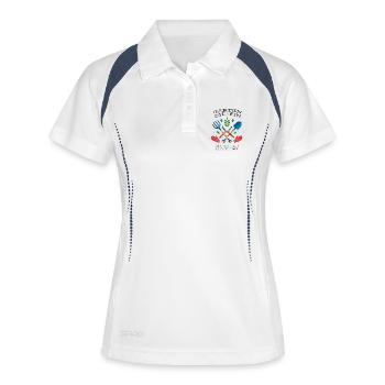 Gartenchefin - Frauen Polo atmungsaktiv - Weiß/Navy - Vorne