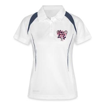 Mittelfinger Uterus Gebärmutter Pro-Choice - Frauen Polo atmungsaktiv - Weiß/Navy - Vorne