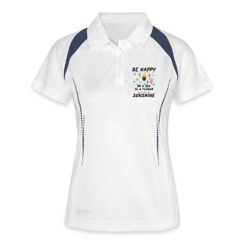 Cheerful garden motif: flower, bee - Women's Polo breathable - white/navy - Front