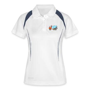 Baufahrzeuge Baustelle Baufahrzeug - Frauen Polo atmungsaktiv - Weiß/Navy - Vorne