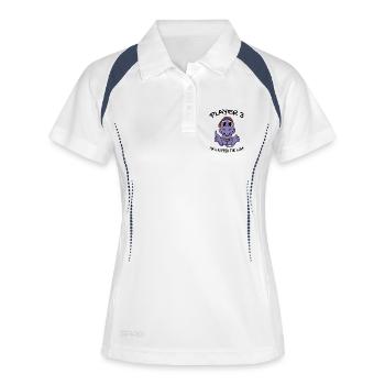 Troisième baby joueur 3 a entré dans le jeu bébé - Polo respirant Femme - blanc/marine - Devant