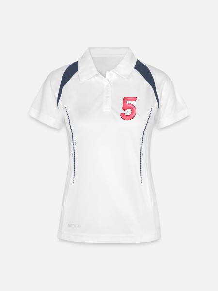 5 - Polo respirant Femme - blanc/marine