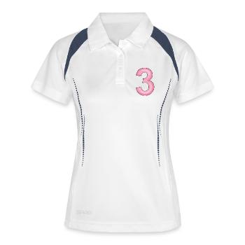 3 - Frauen Polo atmungsaktiv - Weiß/Navy - Vorne