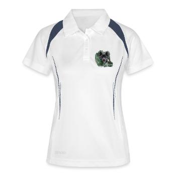 Hund Hunderasse Hundekopf Akita Inu Hundeliebhaber - Frauen Polo atmungsaktiv - Weiß/Navy - Vorne