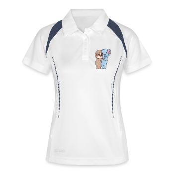 Paresseux et koala câlinent des animaux mignons - Polo respirant Femme - blanc/marine - Devant