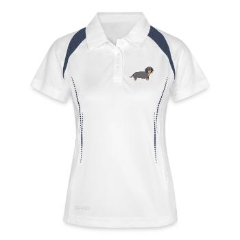Dackel - Frauen Polo atmungsaktiv - Weiß/Navy - Vorne