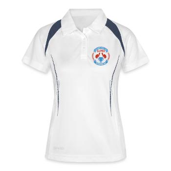 Ce mec est un super entraineur cadeau humour - Polo respirant Femme - blanc/marine - Devant