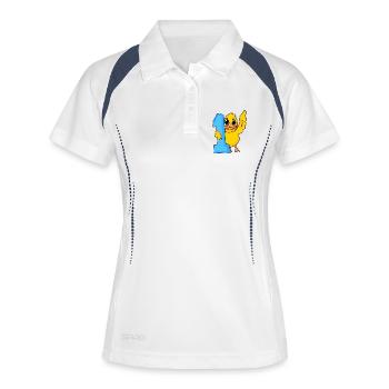 1 Jahr alt - Einschulung - Ente Motiv - Frauen Polo atmungsaktiv - Weiß/Navy - Vorne