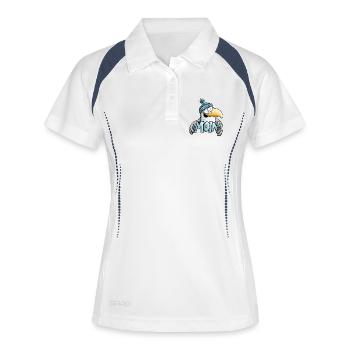 Moin Möwe I Nordsee I Norddeutsch - Frauen Polo atmungsaktiv - Weiß/Navy - Vorne