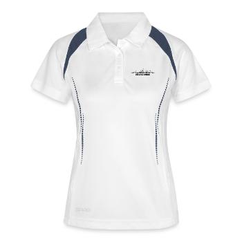 Küstenkind Skyline Fischkutter Küste Nordsee - Frauen Polo atmungsaktiv - Weiß/Navy - Vorne