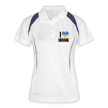 Ukraine - Frauen Polo atmungsaktiv - Weiß/Navy - Vorne