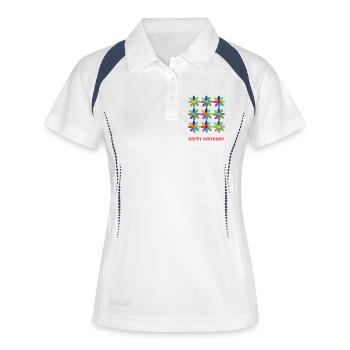 GEBURTSTAG. ALLES GUTE ZUM GEBURTSTAG. ALLES GUTE ZUM GEBURTSTAG. - Frauen Polo atmungsaktiv - Weiß/Navy - Vorne