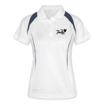 Tante 2023 - Werdende Tante - Tante werden - Frauen Polo atmungsaktiv - Weiß/Navy - Vorne