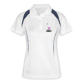 Bock auf Donut - Ziege Ziegenbock - Frauen Polo atmungsaktiv - Weiß/Navy - Vorne