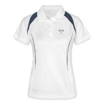 Axt Äxte Holzfäller Forstwirt - Frauen Polo atmungsaktiv - Weiß/Navy - Vorne