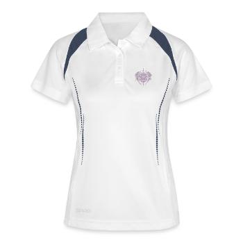 stylo et papier dm cube - Polo respirant Femme - blanc/marine - Devant