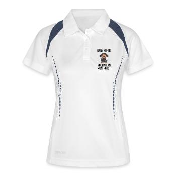 Montag Spruch Yoga - Coonhound - Frauen Polo atmungsaktiv - Weiß/Navy - Vorne