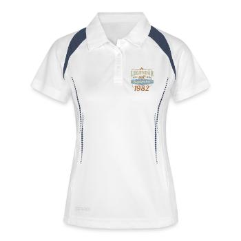 Legendär seit september 1982 Geburtstag - Frauen Polo atmungsaktiv - Weiß/Navy - Vorne