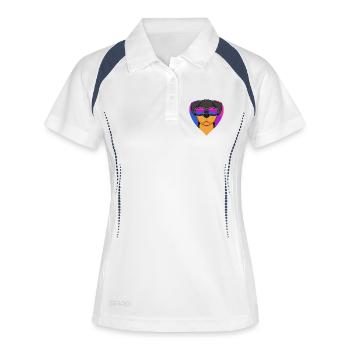 Bisexuell Rottweiler Hund - Hund mit Brille - Frauen Polo atmungsaktiv - Weiß/Navy - Vorne
