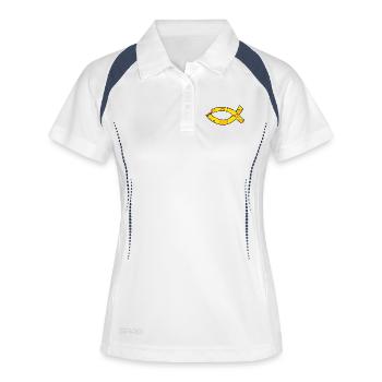 Fromage symbole de poisson - Polo respirant Femme - blanc/marine - Devant