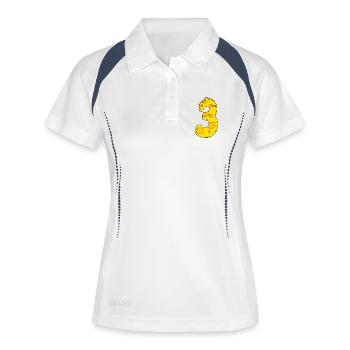 Zahl 3 Ziffer Käse - Frauen Polo atmungsaktiv - Weiß/Navy - Vorne