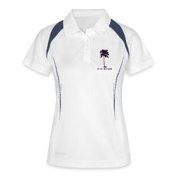 Ab auf die Palme! - Frauen Polo atmungsaktiv - Weiß/Navy - Vorne