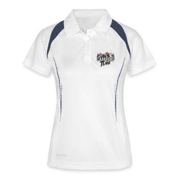 Camping Team Camper Campen - Frauen Polo atmungsaktiv - Weiß/Navy - Vorne