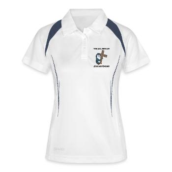 Pinguin und Christentum Kreuz Liebe Mädchen - Frauen Polo atmungsaktiv - Weiß/Navy - Vorne