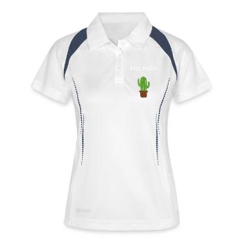 Free hugs Kaktus - Frauen Polo atmungsaktiv - Weiß/Navy - Vorne
