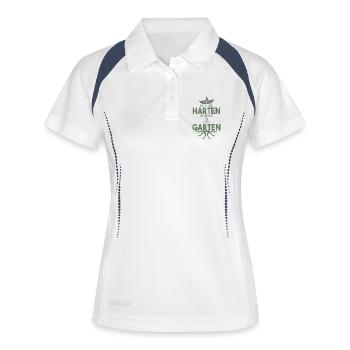 Garten Sprüche Nur die Harten kommen in den Garten - Frauen Polo atmungsaktiv - Weiß/Navy - Vorne