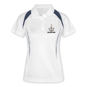 Selber Moin - Moin lustig - Frauen Polo atmungsaktiv - Weiß/Navy - Vorne